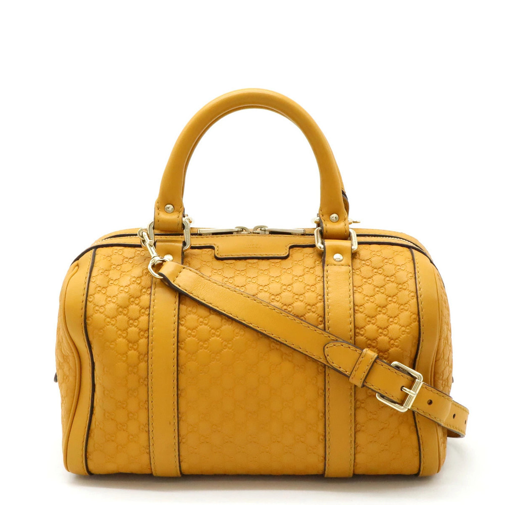 Gucci Microguccissima Handbag Boston Shoulder Bag Leather Mustard Yellow